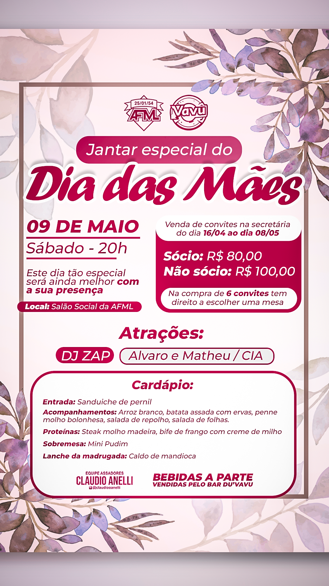 Jantar Especial do Dia das Mães AFML : Uma Noite Inesquecível para Celebrar Quem Você Ama